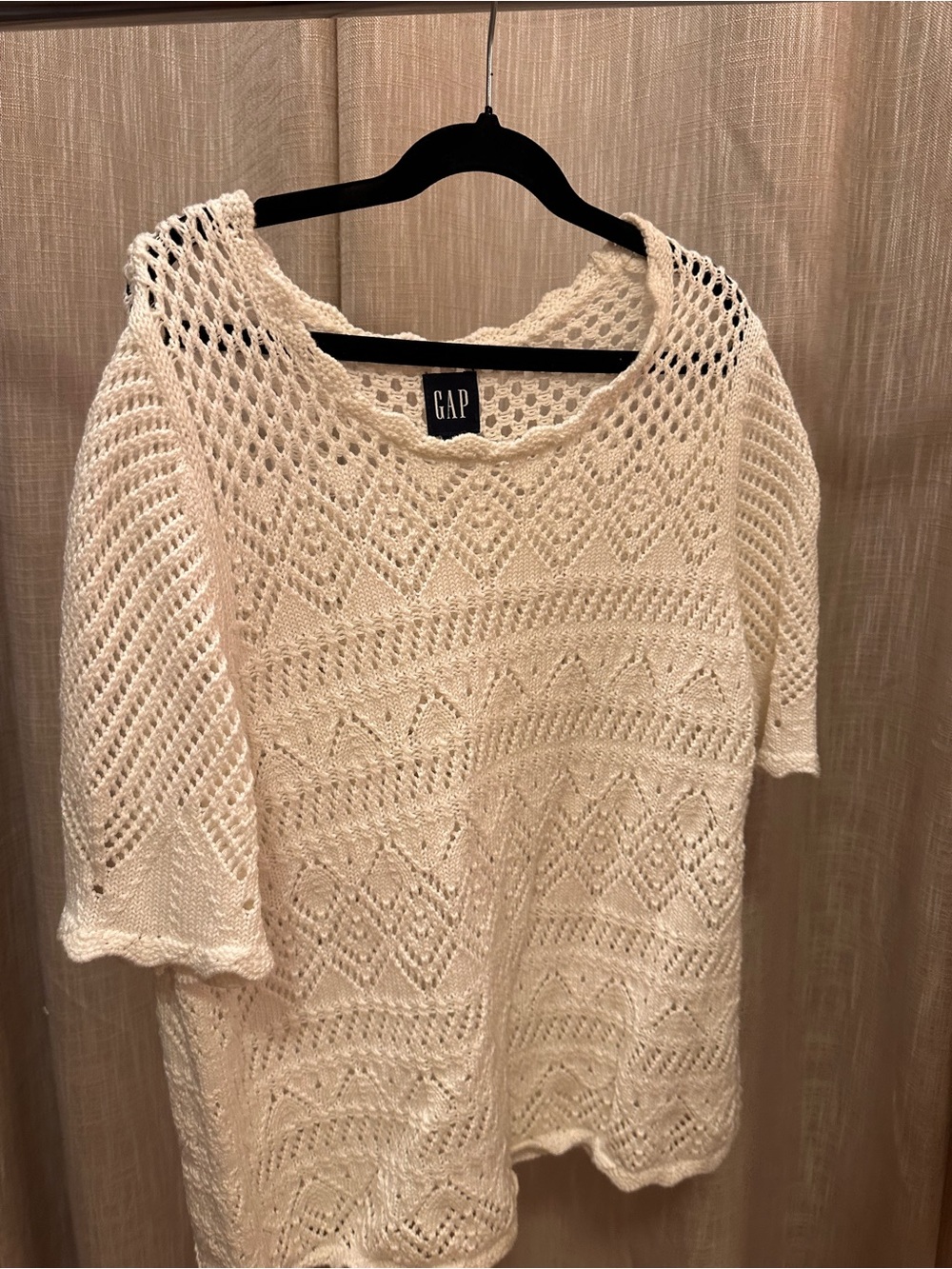 Gap Ivory Openwork Crochet Tee